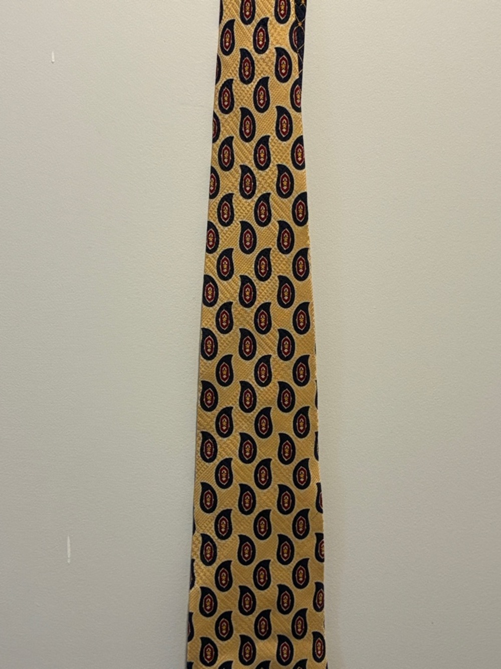 Tommy Hilfiger Yellow and Navy Geometric Medallion Silk Tie
